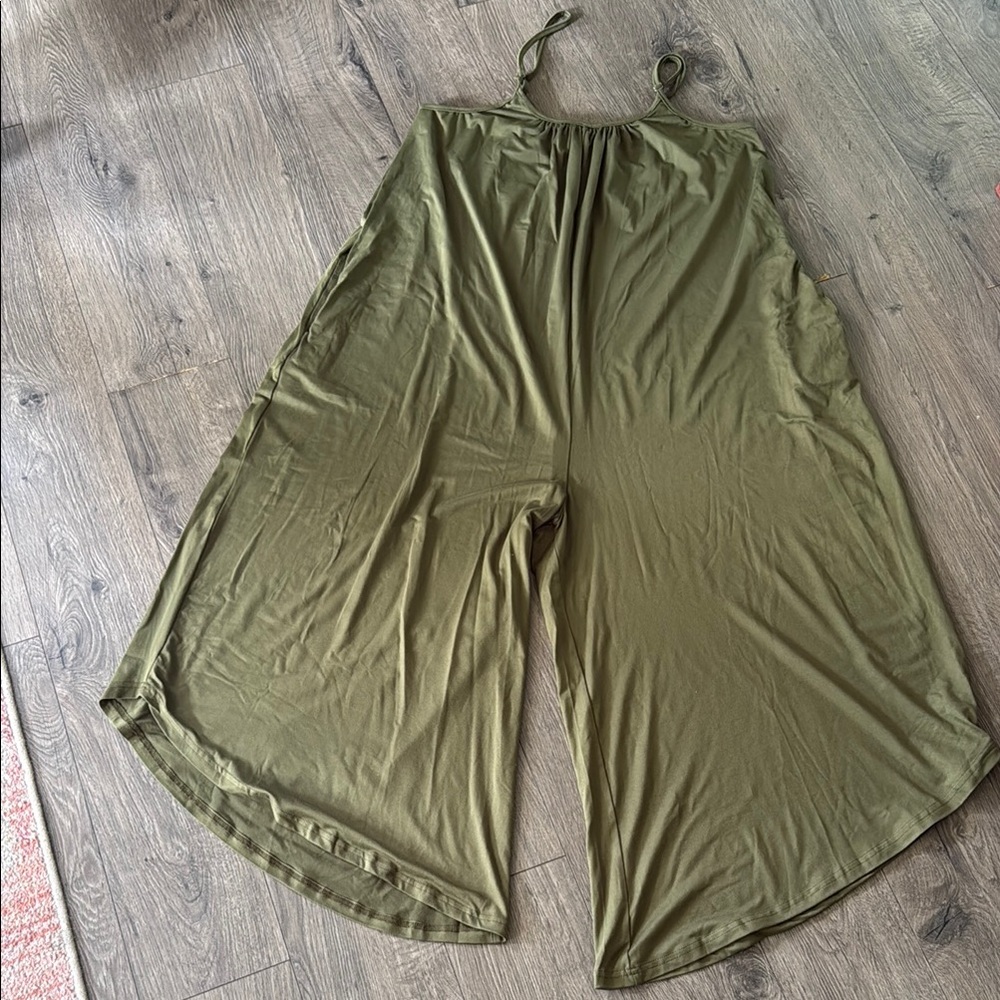 Olive Green Wide-Leg Jumpsuit